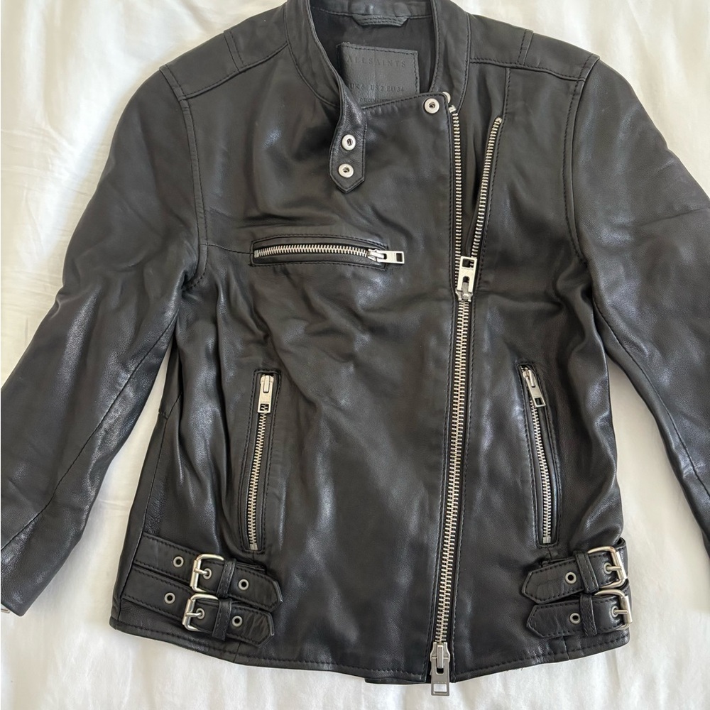 All Saints Black Leather Motorcycle Jacket